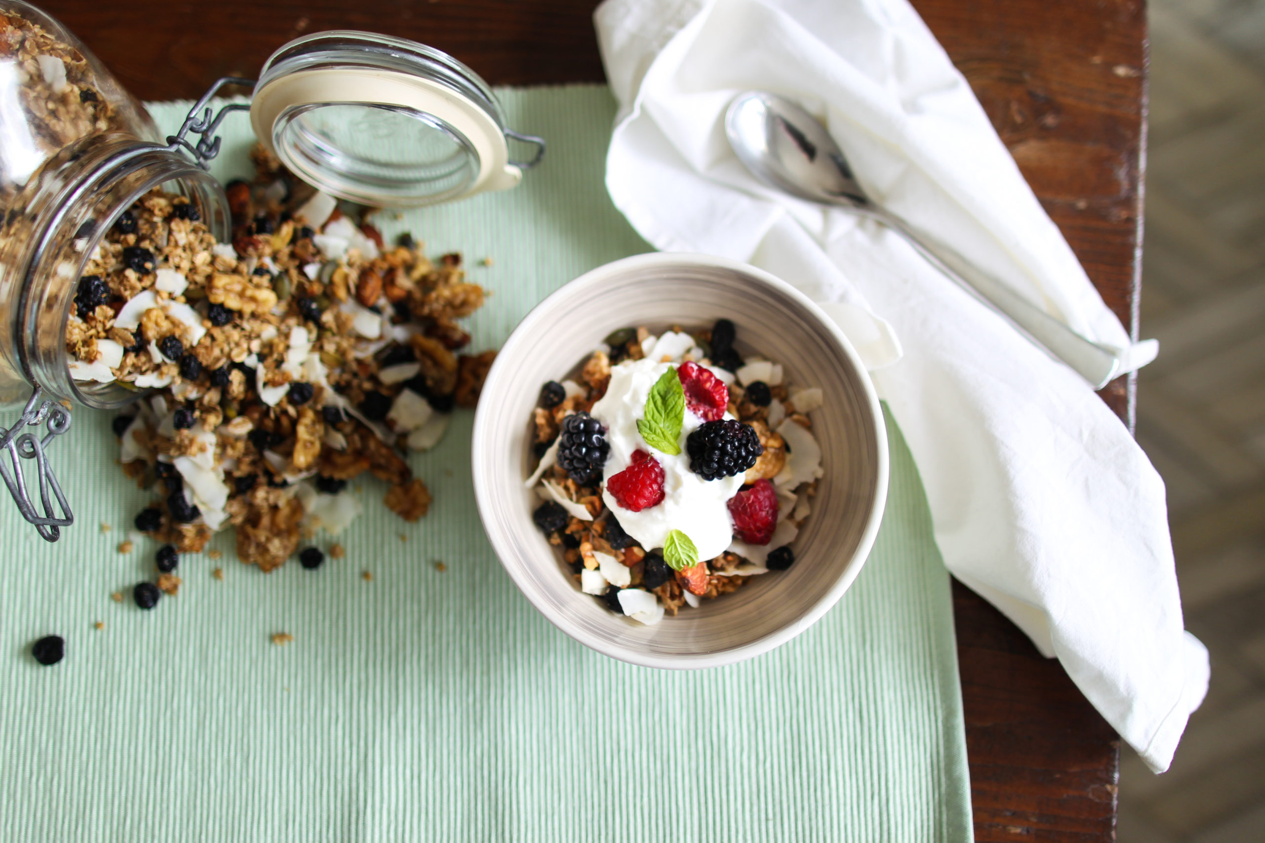 Blueberry and coconut granola