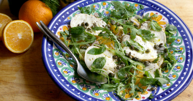 Orange and bufala salad with fried capers