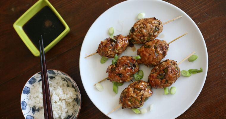 Ginger chicken meatballs with a sweet salty glaze